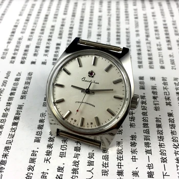 Оригинальные цельнометаллические ударопрочные механические часы Shanghai Gem Flower с ручным управлением диаметром 37 мм и свободным ремешком 11