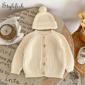 Осенняя интернет-знаменитость в стиле ins для маленьких девочек, бежевая вязаная куртка с длинными рукавами, кардиган для новорожденных, свитер 7