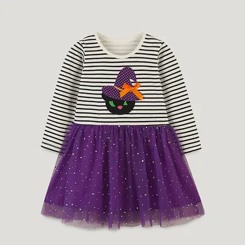 От 2 до 7 лет Платья принцессы для девочек на Хэллоуин, осенне-весенняя Детская одежда, Сетчатая юбка, Праздничное детское платье, костюм в стиле пэчворк, Vestidos 9