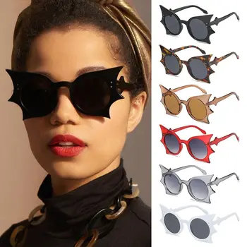 Очки для Хэллоуина, уникальные солнцезащитные очки в форме летучей мыши для женщин, модные очки в готическом стиле летучей мыши без оправы, Забавные очки, Новинка, красочные очки. 5