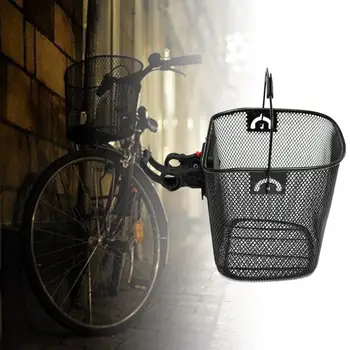 Передняя корзина велосипеда Прочная Железная Велосипедная корзина из металлической сетки с быстроразъемным кронштейном Велосипедная корзина для езды на велосипеде 6