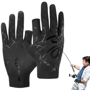 Перчатки для рыбалки, перчатки с защитой от ультрафиолета, мужские дышащие Противоскользящие перчатки Ice Silk с сенсорным экраном, перчатки на 2 пальца для фотосъемки нахлыстом 10