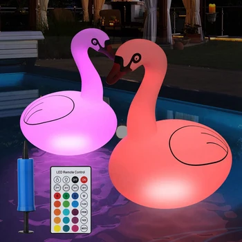 Плавающий Бассейн Освещает Swan RGB Dimmable Солнечными Огнями Swan Pool Водонепроницаемые Надувные Фонари для Свадебного Декора Во Дворе Бассейна 10
