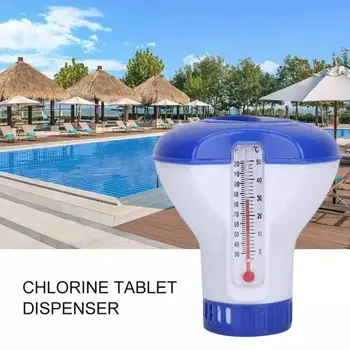 Плавающий термометр для бассейна, Автоматический дозатор таблеток хлора для бассейна, водяной термометр для спа, плавающая коробка для дезинфекции таблеток 7