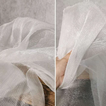 Плиссированная ткань из Органзы Микротвердая Декоративная Прозрачная Свадебное платье Дизайнерская ткань Одежда для шитья своими руками 2