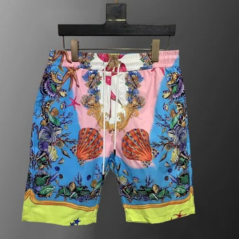 Повседневные мужские шорты для пляжного отдыха 2023 года, уличная одежда с красочным графическим принтом Sea World, мужская гавайская одежда 15