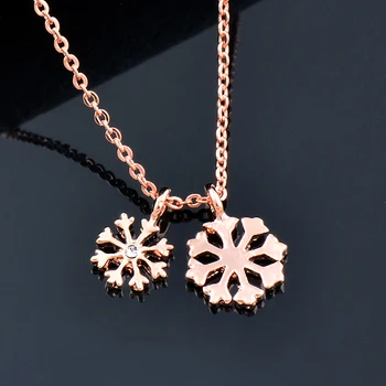 Подвески и ожерелья SINLEERY в виде снежинок и цветов, ожерелье из розового золота и серебра с цирконием Для женщин, цепочки на шею, ювелирные изделия 3