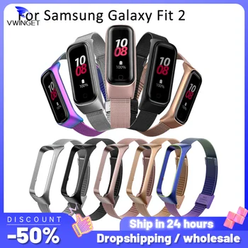 Портативный ремешок для Samsung Galaxy Fit 2 Металлический нейлоновый силиконовый сменный ремешок Браслет для Samsung Galaxy Fit2 R220 Smart Band 2