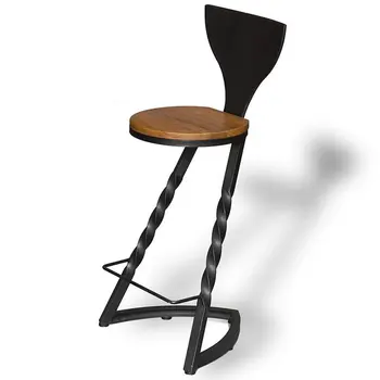 Постмодернистский минималистичный Деревянный барный стул для кафе, Железные барные стулья со спинкой в скандинавском стиле, простые барные стулья в американском сельском стиле, мебель для дома 6