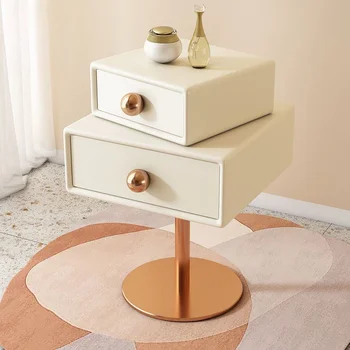 Прикроватный столик из массива дерева для гостиной, Современный минималистичный прикроватный столик с поворотом на 360 °, Квадратная мебель для спальни, Мебель для дома 5