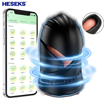 Приложение HESEKS, вибратор для тренировки пениса с дистанционной регулировкой, мужской мастурбатор, Массажер для задержки эякуляции, стимулирующий головку, мужская секс-игрушка