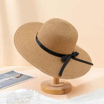 Простая складная соломенная шляпа с широкими полями для девочек, солнцезащитная шляпа, Пляжная женская летняя шляпа, дорожная кепка с защитой от ультрафиолета, женская кепка для женщин 8