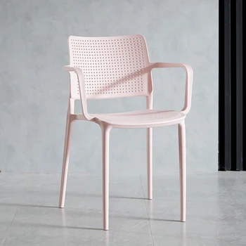 Простые современные стулья для кухни, креативные обеденные стулья с подлокотниками, мебель для дома с полой спинкой, устойчивый дизайнерский стул с несущей способностью 12
