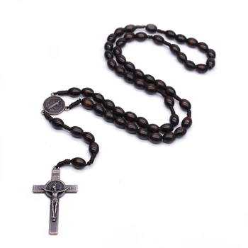 Религиозное ожерелье-четки с подвеской в виде креста Христа, ожерелье из перегородчатых медных бусин 11