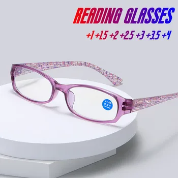Ретро очки для чтения с синим светом, модные женские мужские очки с ультралегкими прозрачными линзами, очки для пресбиопии, диоптрии от + 1,0 до + 4,0 очки 6