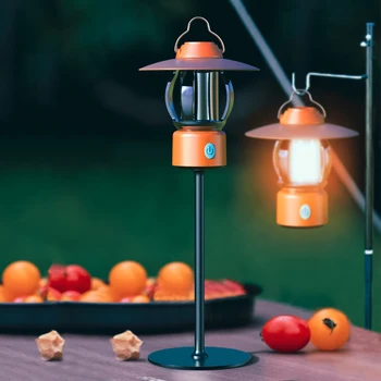 Ретро Подвесной фонарь, Портативный походный фонарь, Подвесная лампа для палатки, USB Перезаряжаемый фонарик с кронштейном, атмосферный свет 11