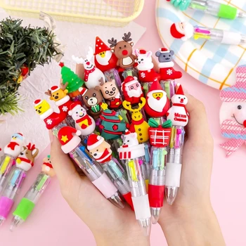 Рождественская креативная 4-цветная Шариковая ручка, Многоцветный студенческий подарок, Канцелярские принадлежности, Случайный 1ШТ 14