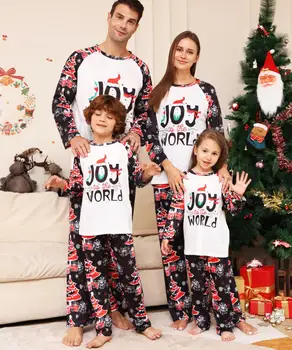 Рождественская пижама для родителей и детей с принтом в виде снежных звезд и букв 2023 года 4