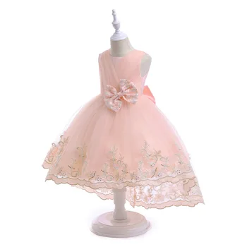 Розовое детское бальное платье принцессы с бантом и сеткой, детская одежда для выступлений, платье для девочек от 3 до 10 лет, CAL019 9