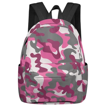 Розовый камуфляжный рюкзак для студентов, Повседневные дорожные сумки, школьный ранец большой емкости, сумка для книг для подростков