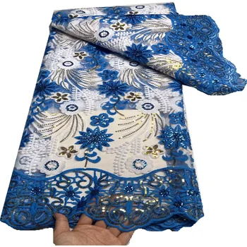 Роскошная 3D кружевная ткань Дубай Ручной работы Тюль Кружевная ткань с пайетками Вышитая аппликация Африканская Нигерийская ткань для шитья FT67 1