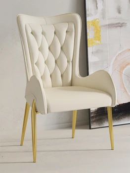 Роскошный обеденный стул Nordic Light, современный минималистичный гостиничный стул со спинкой, Домашний туалетный столик, стул для макияжа, Позолоченные ножки 7