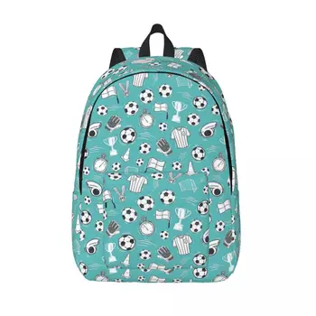 Рюкзак с футбольным рисунком для учащихся начальной школы и старших классов, спортивная сумка для книг, подростковый брезентовый рюкзак для пеших прогулок 13