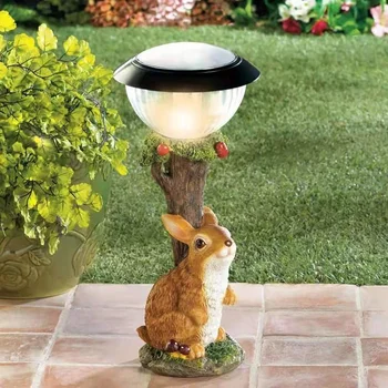 Светодиодная солнечная фигурка милых животных Белки из смолы, уличная садовая лампа на газоне, лампа на солнечной энергии, декор двора и сада