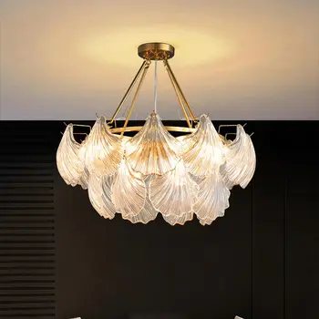Светодиодный стеклянный подвесной светильник, современный подвесной светильник в виде ракушки для столовой, спальни, гостиной, украшения дома 7