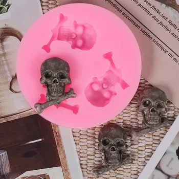 Силиконовая форма с черепом на Хэллоуин, шоколадный мусс, сахарная форма для выпечки своими руками
