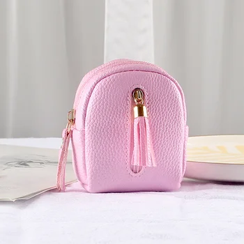 Симпатичный двухслойный кошелек с кисточками в форме сумки для женщин и девочек, мини-рюкзак, ключи, карта, брелок, Сумочка, кошелек 5