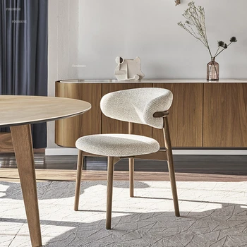 Скандинавские Легкие Обеденные стулья из массива дерева, Современная спинка, Кухонный обеденный стул, мебель для ресторана, Дизайнерские тканевые стулья