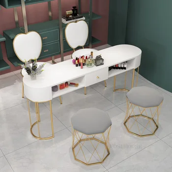 Скандинавские Маникюрные столы Современные Минималистичные Одинарные и двойные Маникюрные столы Дизайнерский Маникюрный стол и набор стульев