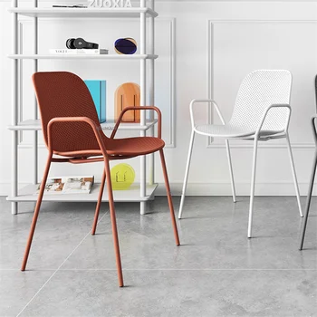 Скандинавские обеденные стулья из кованого железа, мебель для дома, современный минималистичный пластиковый стул, стул для отдыха в кафе, стул для переговоров 12