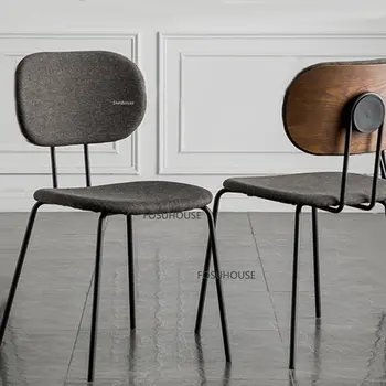 Скандинавские обеденные стулья из кованого железа для кухонной мебели, обеденный стул с простой спинкой, креативные обеденные стулья для ресторана 8