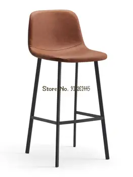 Скандинавский барный стул современный простой высокий табурет бытовой обеденный стул-островок, барный стульчик для кормления, стойка регистрации, кресло для приема гостей 6
