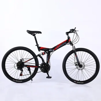 Складной горный велосипед с переменной скоростью 21/24/27/30, 24/26-дюймовая рама из высокоуглеродистой стали, передний и задний амортизирующий велосипед
