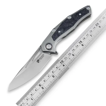 Складной нож VENOM Lone Ranger M390 CF + Titanium Карманные кухонные ножи для выживания на природе, охоты, фруктов, EDC Инструменты 6