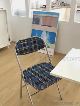 Складной стул Ins Retro Chair для фотосъемки в семье, вельветовый клетчатый стул, скандинавский стул, обеденный стул для кафе 1