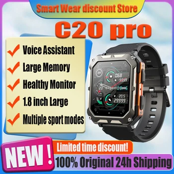Смарт-часы C20 PRO 1,83 дюйма для мужчин, BT Call, спорт на открытом воздухе, Водонепроницаемый фитнес-трекер IP68, пульсометр, артериальное давление, умные часы 12