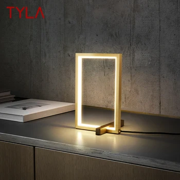 Современная латунная настольная лампа TYLA LED, 3 цвета, настольное освещение, простой креативный декор для гостиной, кабинета 15