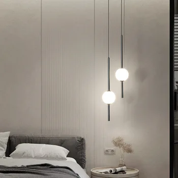 Современная светодиодная стеклянная длинная люстра прикроватная люстра для спальни домашнее освещение двойной подвесной светильник для ванной комнаты