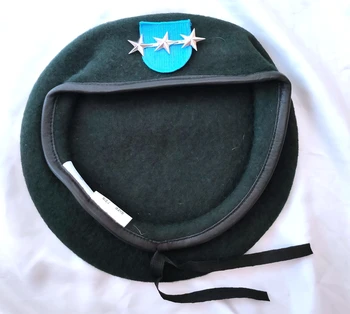 Соединенные Штаты 19-я группа спецназа Армии США Шерстяной черновато-зеленый берет ОФИЦЕРА 3-ЗВЕЗДОЧНОГО РАНГА генерал-ЛЕЙТЕНАНТА Шляпа всех размеров 8