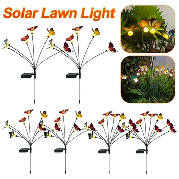Солнечный светодиодный светильник Для украшения сада на открытом воздухе Ландшафтные фонари Лампы для газона с бабочками Лампа для декора террасы загородного дома Балкона 8