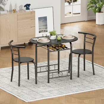 Столовые наборы Vineego, 3 предмета, обеденный набор на 2 персоны, Небольшой кухонный стол для завтрака, компактные Деревянные стулья и сервиз для стола 6