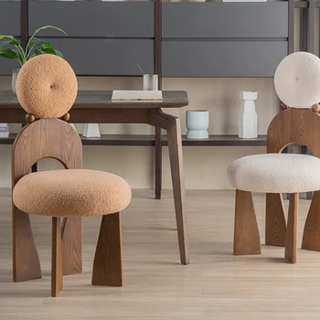 Стулья в скандинавском стиле, Обеденный Дизайнерский стул для дома, Винтажный стул для макияжа, Дизайнерский стул, Простые серьги из цельного дерева, Стул со спинкой 10