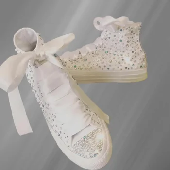 Трендовый новый персонализированный дизайн ручной работы с цветными стразами, ощущение парусиновой обуви, трендовая удобная обувь для родителей и детей 4
