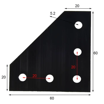 Угловой кронштейн соединительной пластины 2020 серии Серебристый без винтов 1шт 5 отверстий 90 градусов Черный угол соединительной пластины 6
