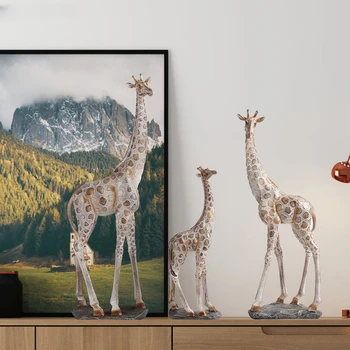 Украшения с жирафом, Креативная Имитация дома, Скульптура животного, Семья Жирафов, Поделки с животными, Мебель, Современное Украшение дома 6