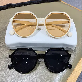 Универсальные солнцезащитные очки роскошного бренда, персонализированные солнцезащитные очки в круглой оправе, солнцезащитные очки в большой оправе ярких цветов Ins Trend 11